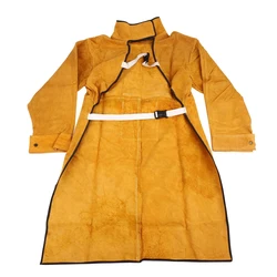 Tablier de soudage ignifuge à manches longues, 120cm, vêtements de protection en croûte de cuir, résistant au feu 
