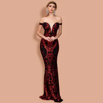 

Top Quality Sexy Women Dress Off The Shoulder Shining Banquet Bodycon Celebrity Party Dress Long Sexy Dresses PluS Size XS-XL