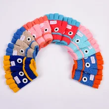 Зимние новые стильные детские вязаные перчатки жаккардовые полосатые вязаные перчатки без пальцев теплые напрямую от производителя