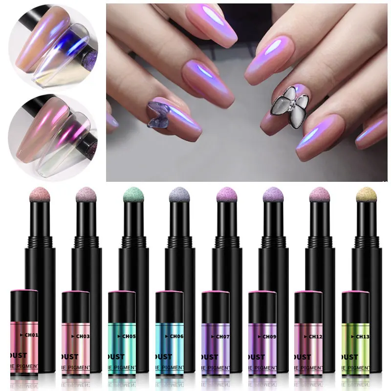 MiFanXi Nail Powder Cushion Pen Polar Lights Art Glitter Muticolor Chrome Holographics Accessory 0.6g | Красота и здоровье
