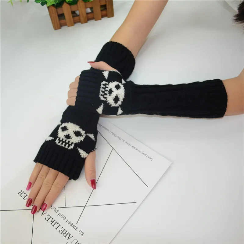 Pink Cartoon Gloves Honey Girls Winter Half Finger Cosplay Glove Anime Accessories EMO Punk Skull Christmas Gift Arm Warmers