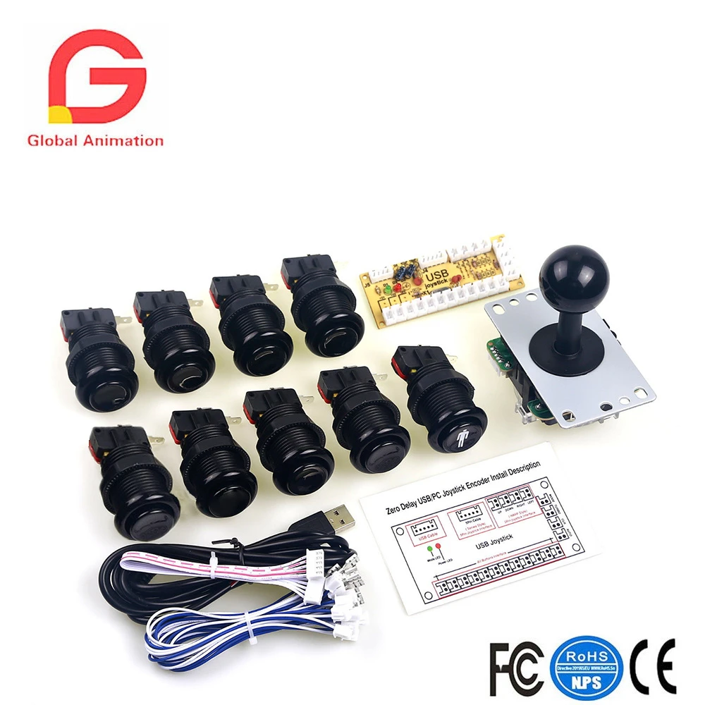 Zero Delay Pc аркадная игра DIY набор деталей 9x аркадные кнопки с Microswi Happ + 8-полосный