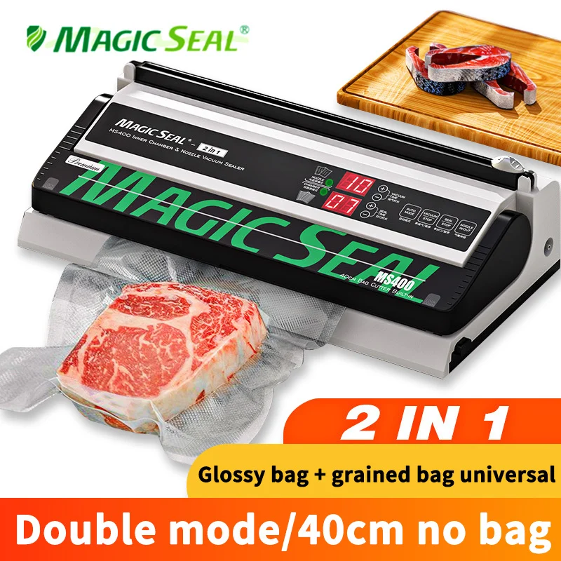 

Пищевой вакуумный упаковщик MAGIC SEAL MS400, Лучший упаковочный аппарат, пластиковые пакеты, подходит для всех пакетов
