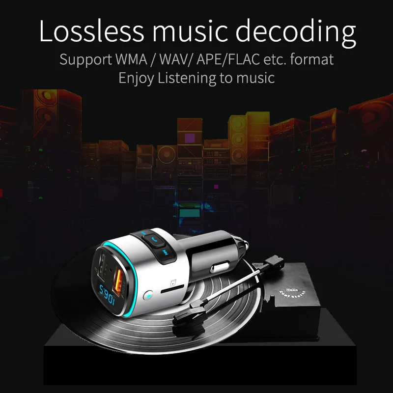 JaJaBor fm-передатчик Bluetooth комплект MP3 аудио музыкальный плеер громкой связи вызов Быстрая Зарядка Поддержка обнаружения напряжения