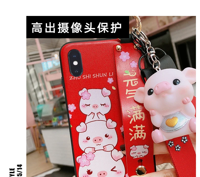 Для iPhone 11 Pro Max милый счастливый кот ремешок на запястье задняя крышка чехол для iPhone X XS Max XR 6 7 8plus Maneki Neko Shell+ tpy+ ремни