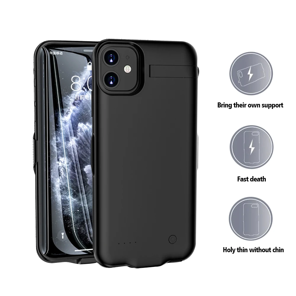 Для iPhone 11 11 Pro 11 Pro Max чехол для зарядного устройства 6000 мАч внешний резервный внешний аккумулятор чехол для аккумулятора с подставкой Чехол для телефона