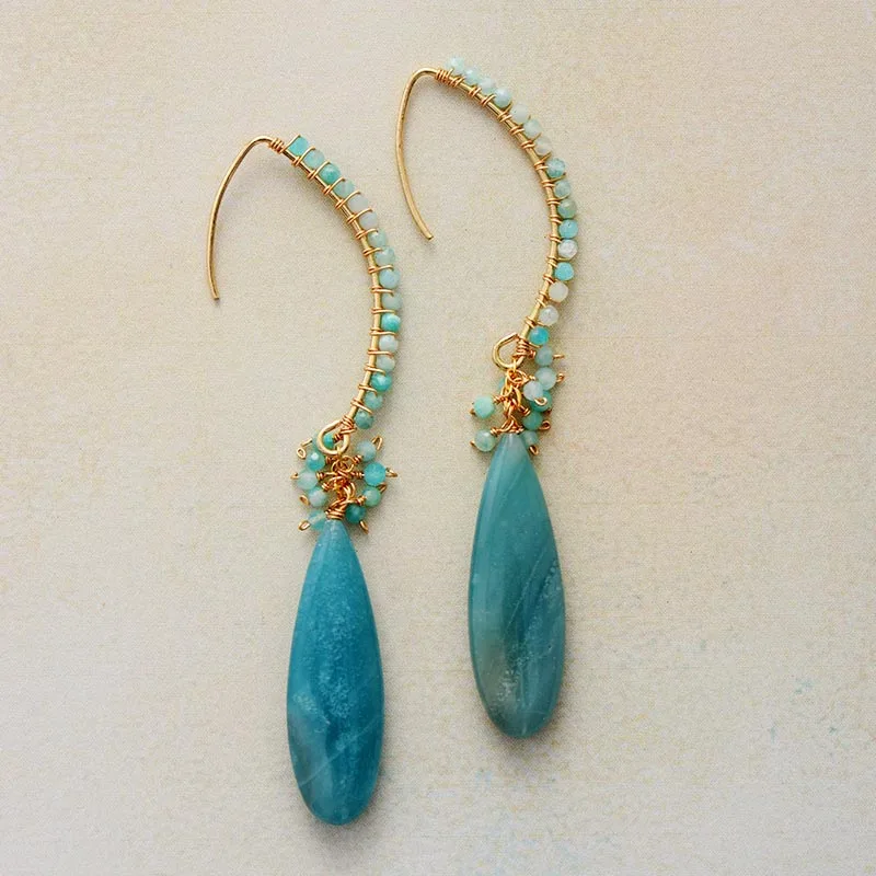 Exquisite Boho Drop Earrings for Women Amazonite Elegant Lady Dangle Earring Handmade Teardrop Jewelry Dropshipping Wholesale - Image 2