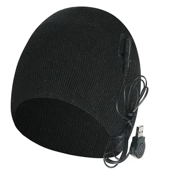 

Men Women Solid Battery Washable Knit Cycling Fishing Rechargeable Warm Skiing Winter Elastic Electric Heated Hat Outdoor Sports