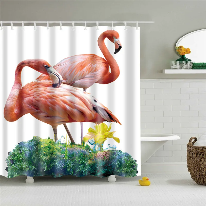 Скандинавские картинки животные Фламинго занавеска для душа в ванной комнаты высокое качество полиэстер водонепроницаемый занавеска для душа s - Цвет: TZ170736