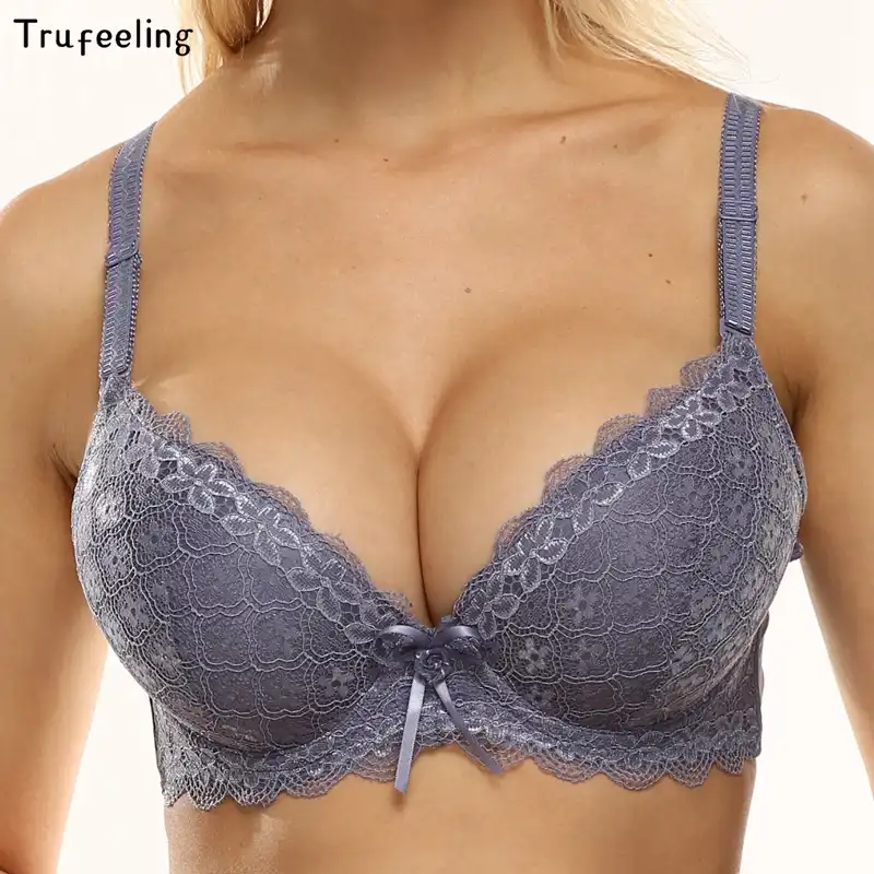 Plusgalpret Push Up Padded Bras for Women Lace Emboridery Plus Size Bra