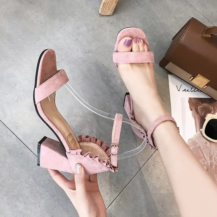 

2019 New Style Fish Mouth Chunky-Heel High School with Package Root Sandals Women's Spring And Summer Versatile Korean-style A-