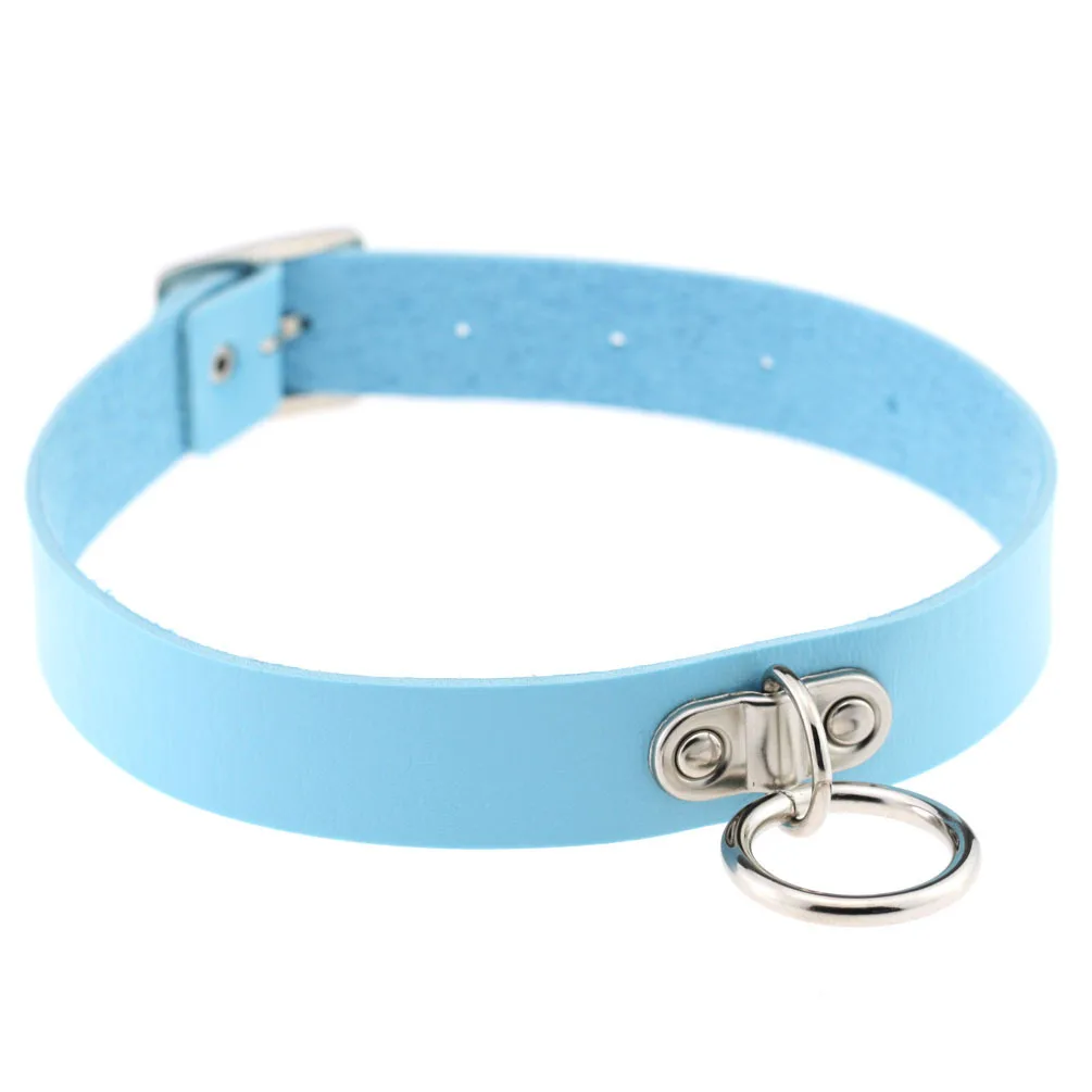 2021 Fashion Punk Blue Leather Choker Necklace Multilayer Heart Round Chocker Sexy Collar E Girl Women Necklace Gothic Jewelry 