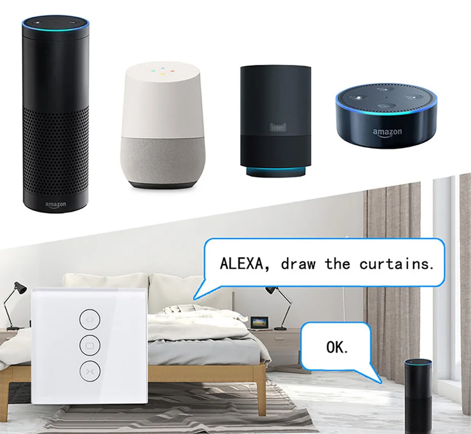 smart curtain switch work with alexa google home
