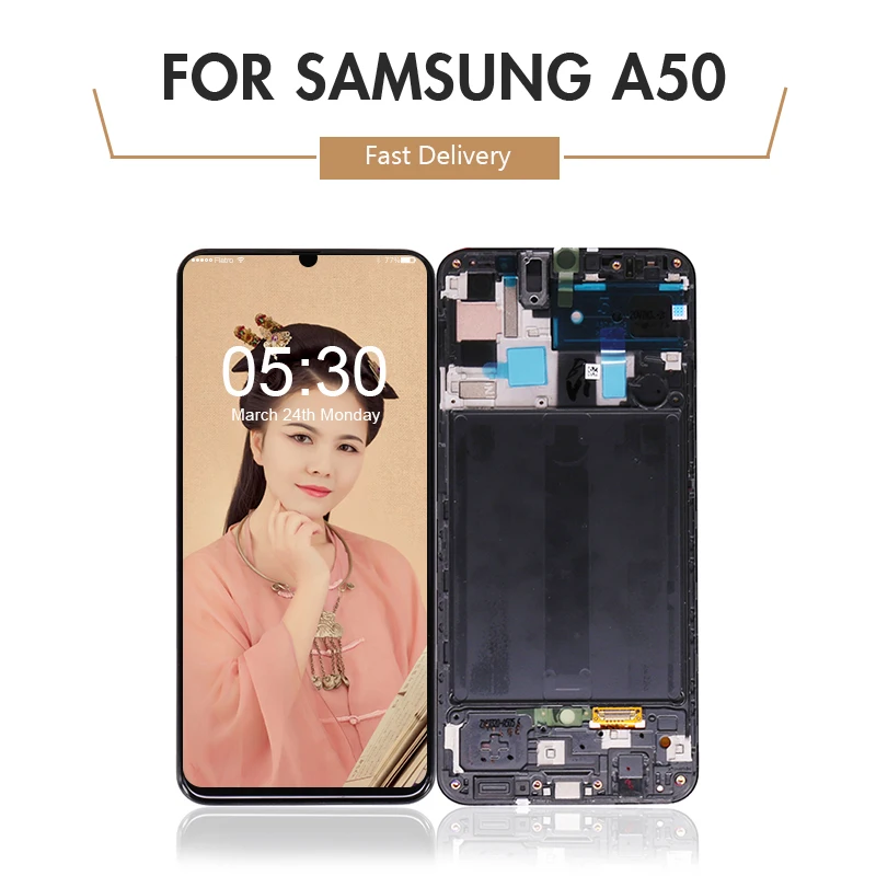 Супер AMOLED ЖК-дисплей для samsung Galaxy A50 A505F/DS A505F сенсорный экран дигитайзер в сборе с рамкой