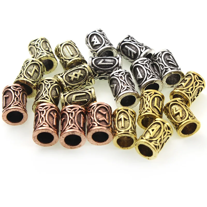 24 Teile/satz Viking Runen Perlen Zöpfe Bärte Haar Lose Spacer Perlen Für DIY Anhänger Paracord Schmuck Machen Armbänder Zubehör