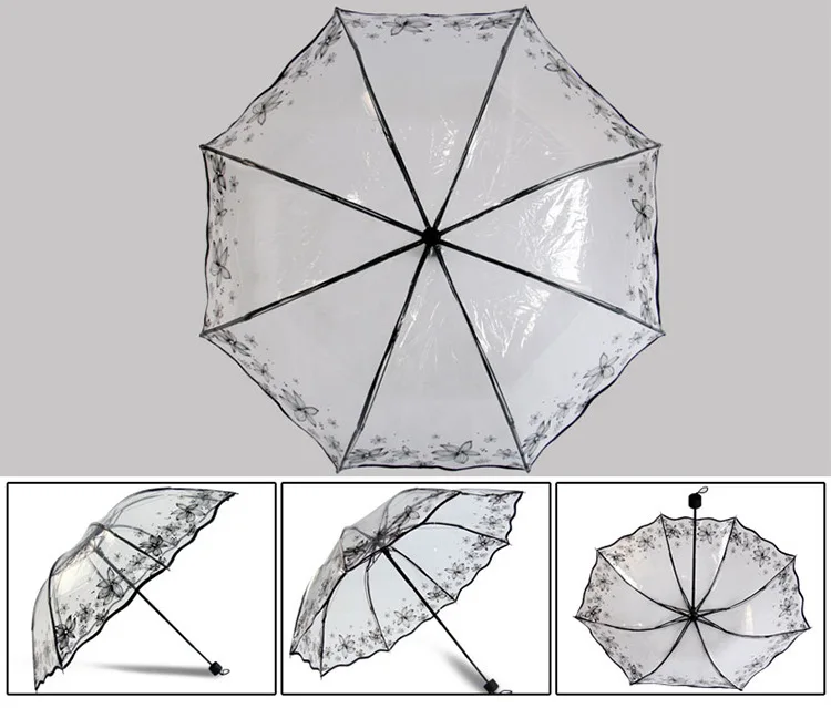 Креативный прозрачный зонтик дождь солнечный и дождливый Зонты Зонтик утолщенный трехскладной анти-УФ водонепроницаемый ветрозащитный зонтик