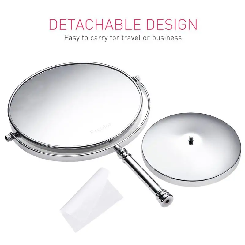 8 Inch Rustproof Double-Sided 10X Magnifying Mirror Clear Easy Cleaning 360°Rotation Tabletop For Makeup
