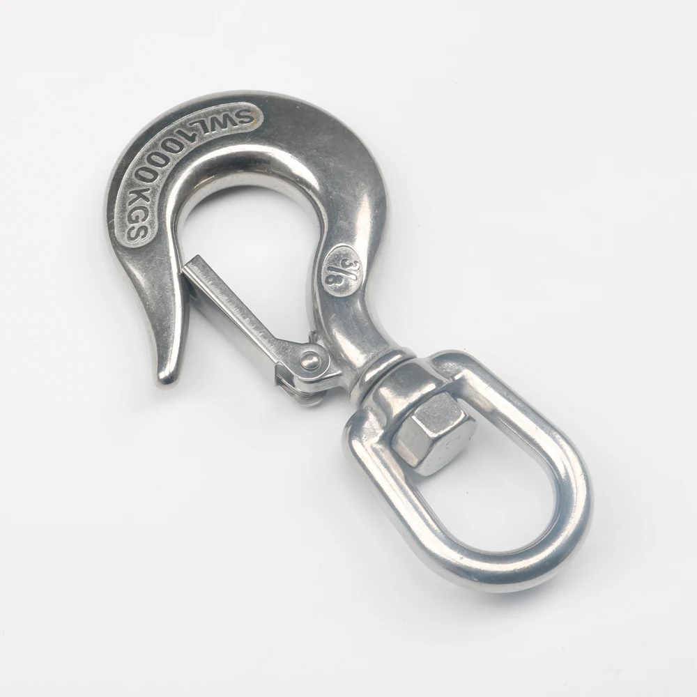 

2 Pieces 3/8'' 1/2'' Stainless Steel 304 Marine Eye Lift Swivel Crane Snap Hooks with Safety Load Limit of 1000Kgs 1500Kgs