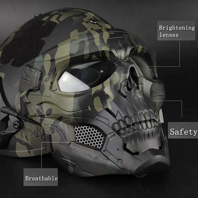 Tactical Paintball Skull Masks Military Full Face Safety Airsoft Paintball Masks Outdoor Breathable Hunting Shooting Skull Mask
