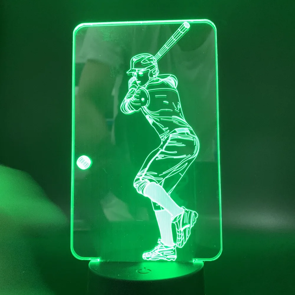 Бейсбольный плеер 3D ночник Led Спорт Lampara яркая база ночник лампа для жилая комната 3D лампа визуальный ночник светодиодный подарок