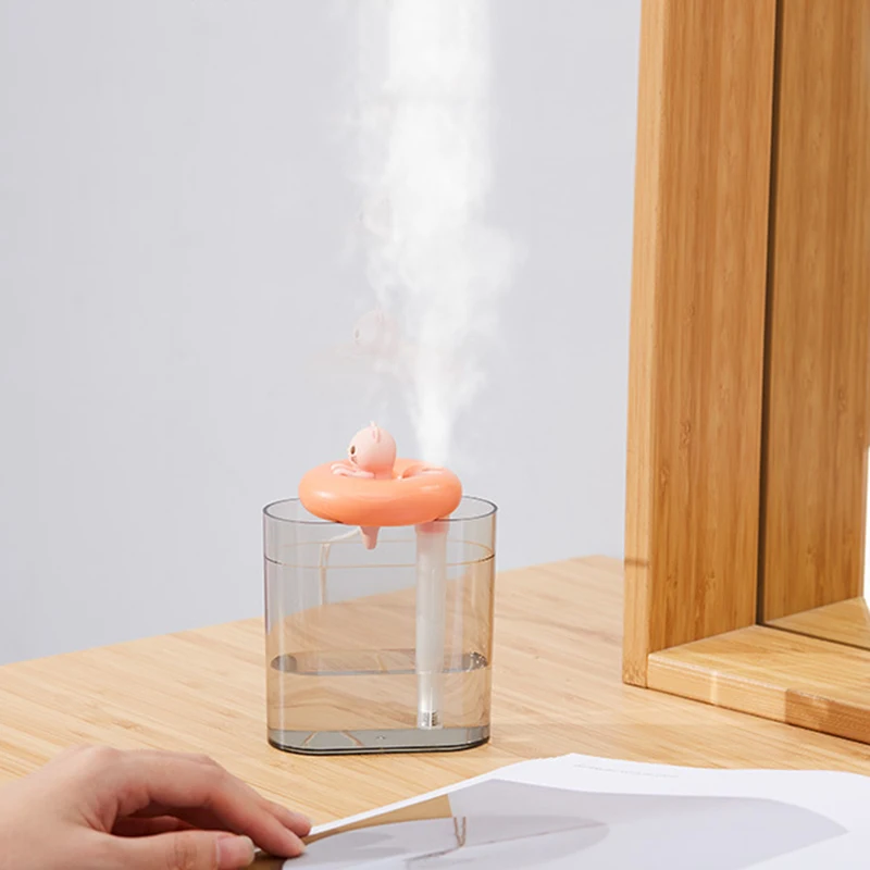 Home Appliances USB Humidifier Swimming Ring Cute Pet Ultrasonic Cool Mist Aroma Air Oil Diffuser Romantic Color LED Lamp