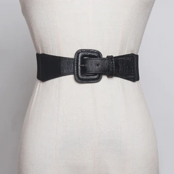 

[EAM] Multicolor Black Pu Leather Elastic Wide Belt Personality Women New Fashion Tide All-match Spring Autumn 2020 1B376