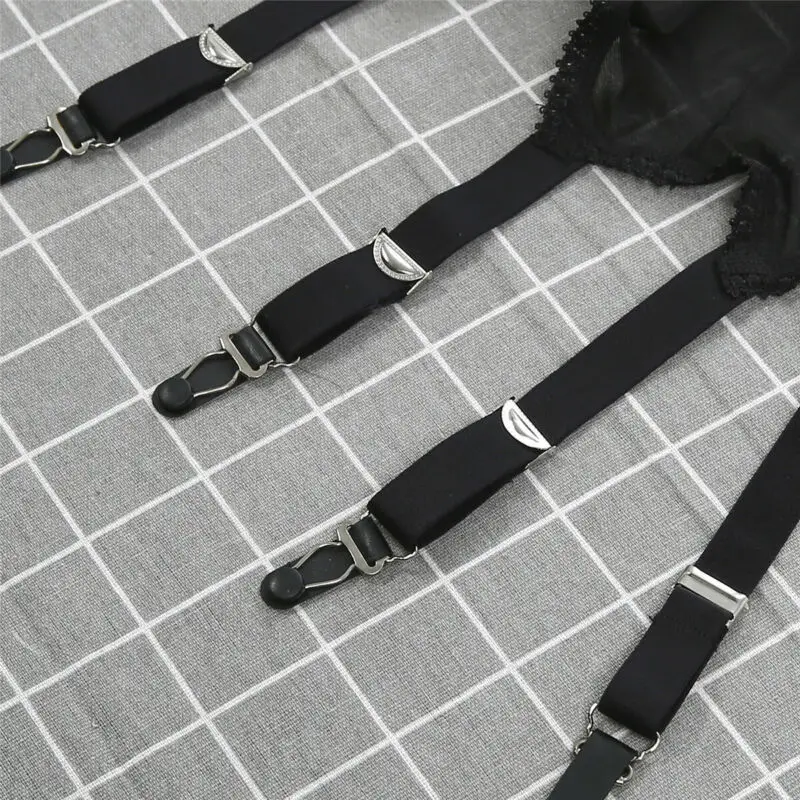 Retro High Waist Elastic Mesh See-through Garter Belt Women Sexy Suspender 6 Metal Buckles Erotic Sex Wear 2021 images - 6