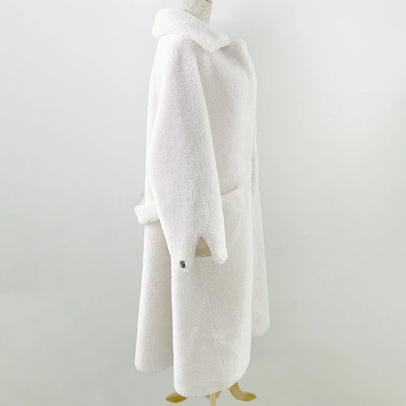 bfur Женская шерстяная куртка с поясом из ПУ натурального меха, пальто с отложным воротником, женские пальто, натуральная женская теплая зимняя парка