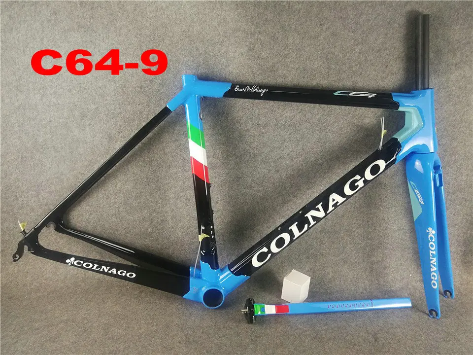 Colnago C64 художественный декор синий черный глянцевый карбоновый дорожный велосипед рама BDBL