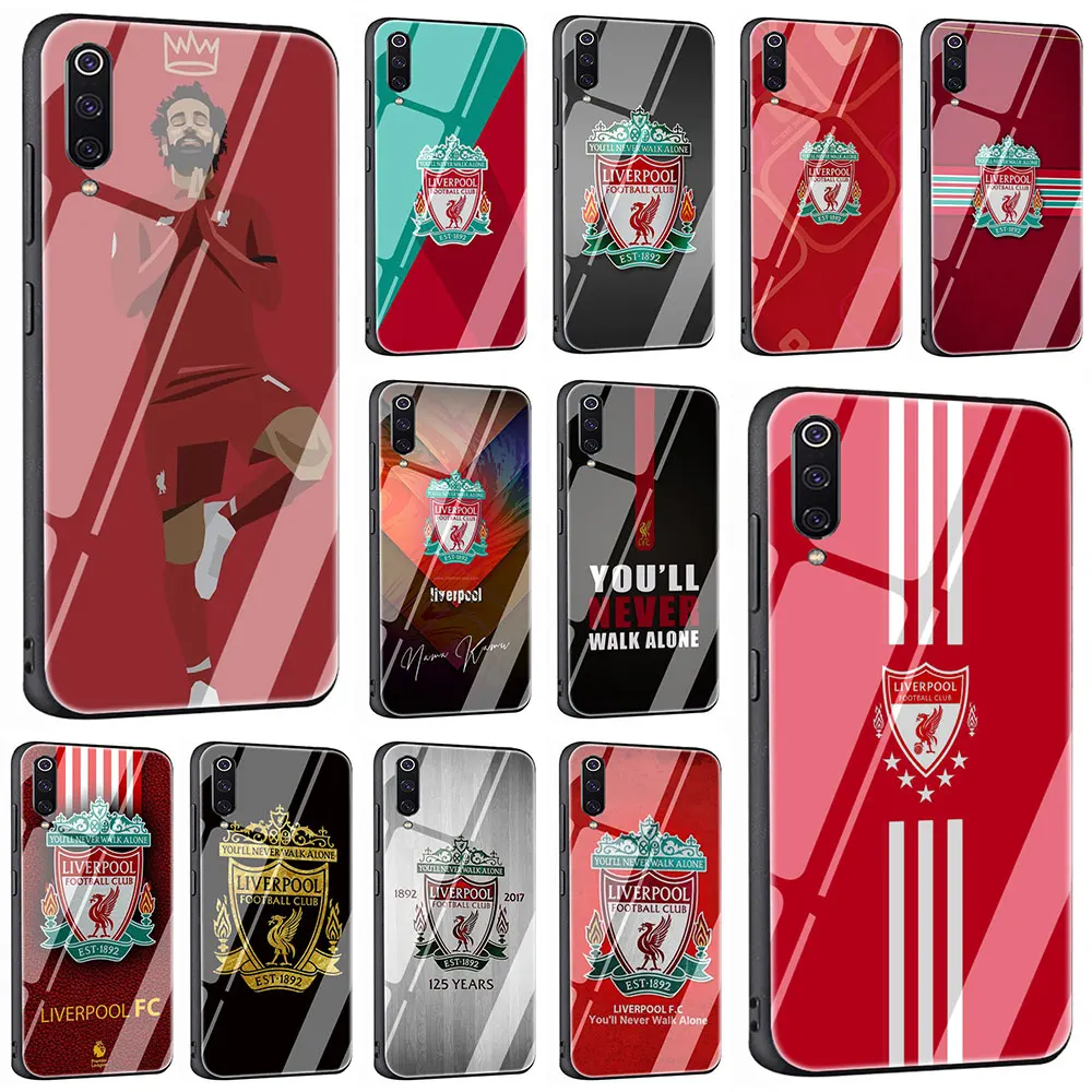 

EWAU Liverpool Tempered Glass Phone Cover Case For Xiaomi Mi A1 A2 8 9 Redmi 4X 6A Note 5 6 7 Pro Pocophone F1