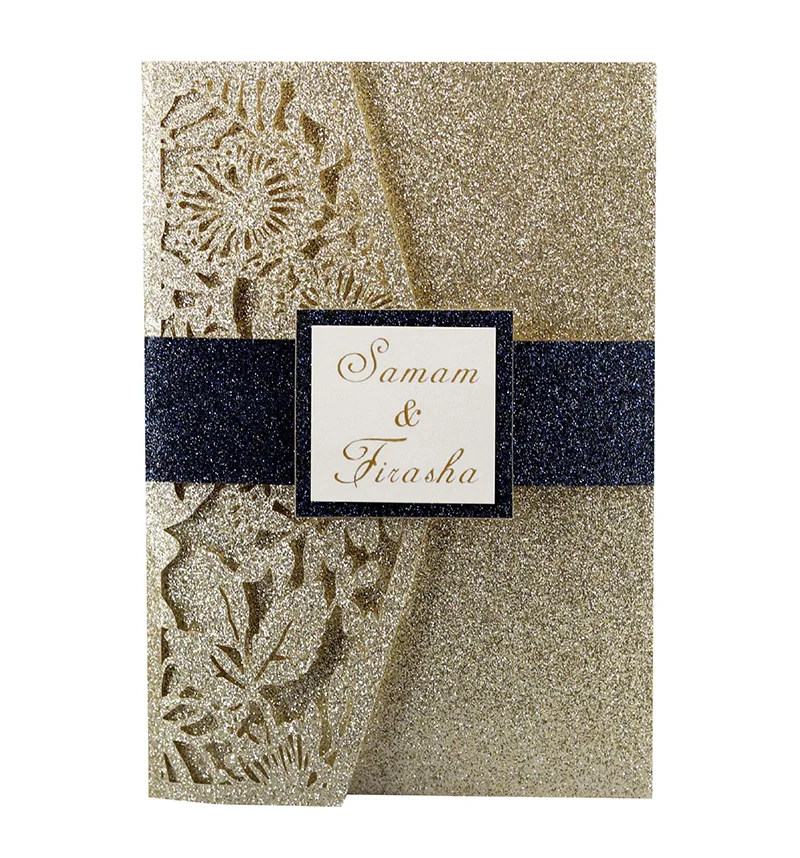 50pcs Fancy Hollow out laser and colorful diamond Invitation Card Greeting Card Customize Business With RSVP Card Party Supplies - Цвет: 1 Set