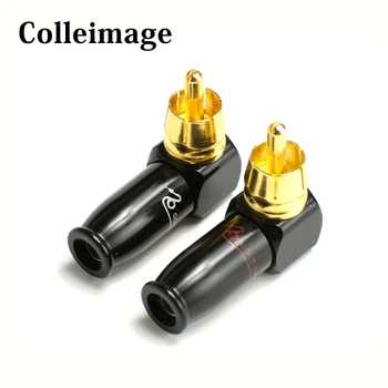 

2 pcs DIY RCA Plug Wire Solder Type Cable Mount Male Audio Video Connector Soldering RCA AV Angled 90 Degree Metal Shield