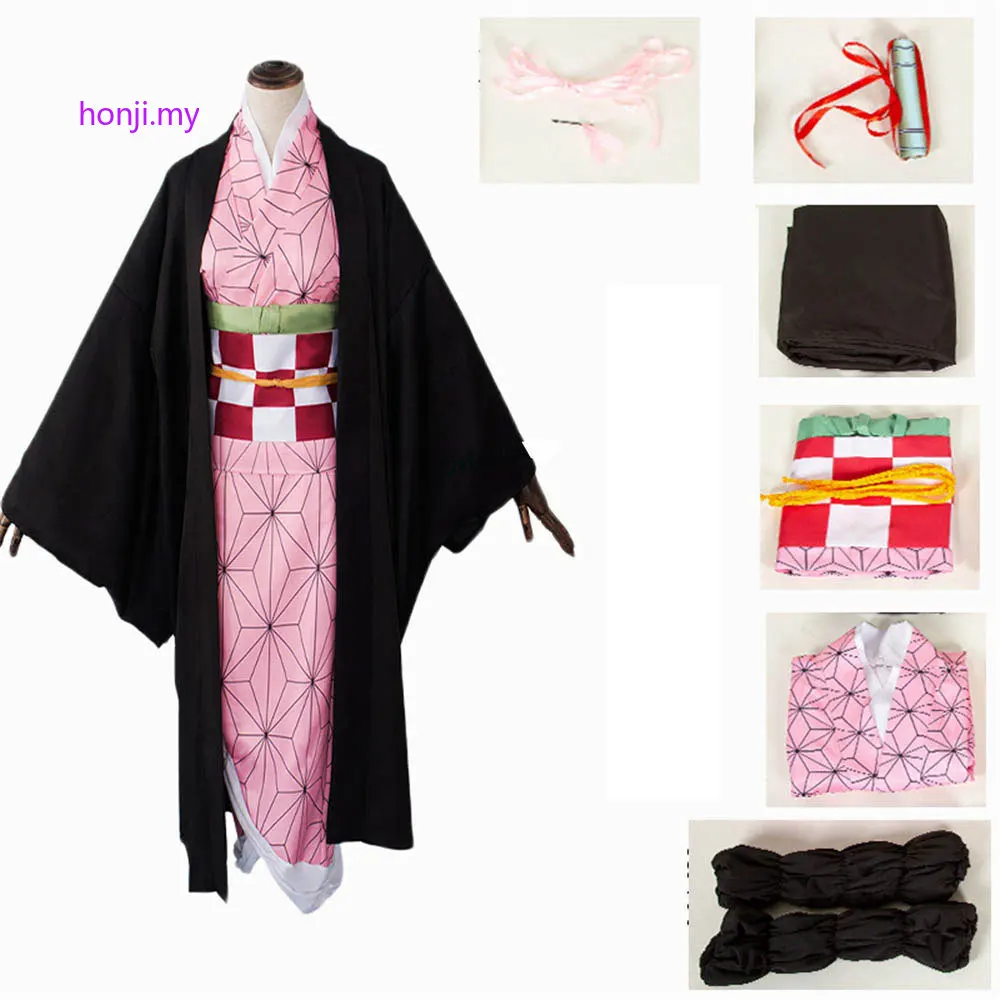 Anime Demon Slayer Kimetsu No Yaiba Zenitsu Giyu Tanjirou Kamado Nezuko Cosplay Women Kids Men Kimono Uniform Cosplay Costume