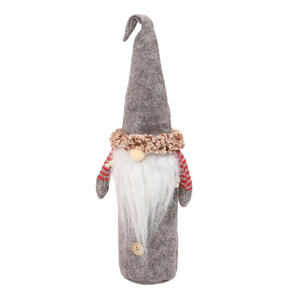 Gray Merry Christmas Santa Wine чехол для бутылки Рождественский фестиваль вечерние Декор Стола Подарок безликая Рождественская Кукла крышка для бутылки с красным вином - Цвет: Gray