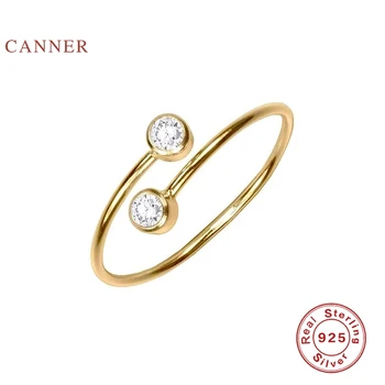 

CANNER Double Drill Opening Ring 100% 925 Sterling Silver Anillos Gold Rings For Women Luxury Fine Jewelry Wedding Rings Bijoux