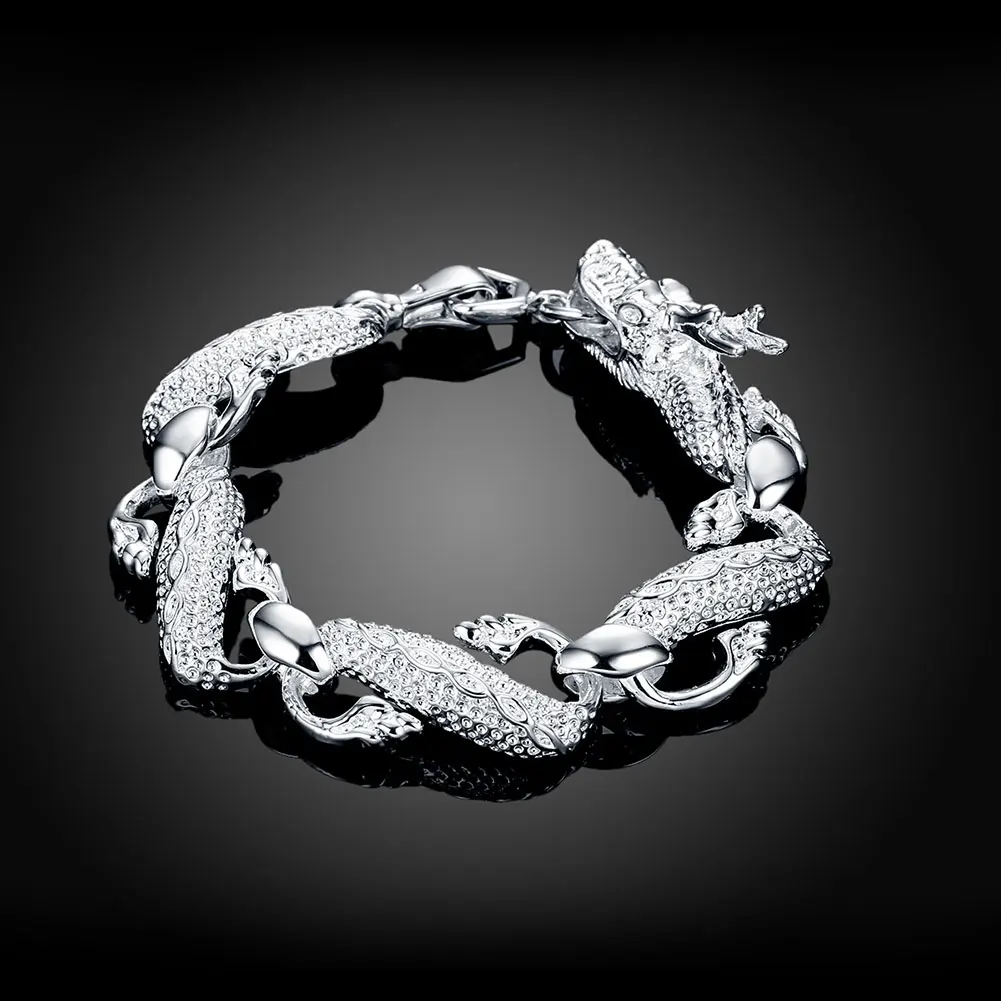 925 Sterling Silver Classic Fashion Dragon Chain Bracelets For Women Charms Wedding Party Girls Fine Retro Jewelry 2021