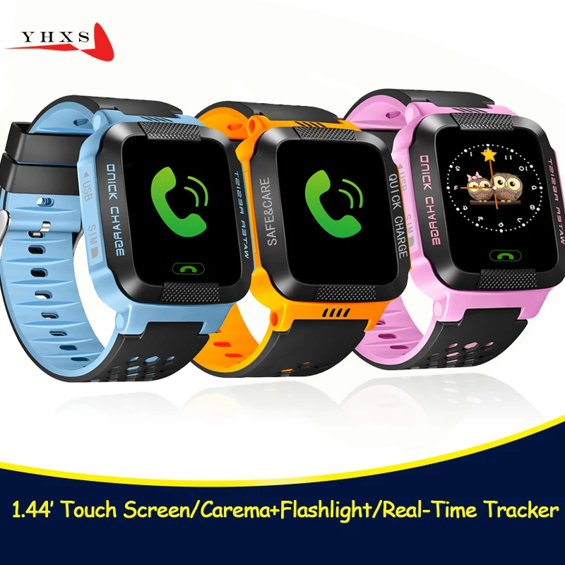 1.44' Touch Screen Smart Safe Accurate Tracker Location SOS Call Remote Monitor Flashlight Watch Wristwatch for Kids Son Pk Q90