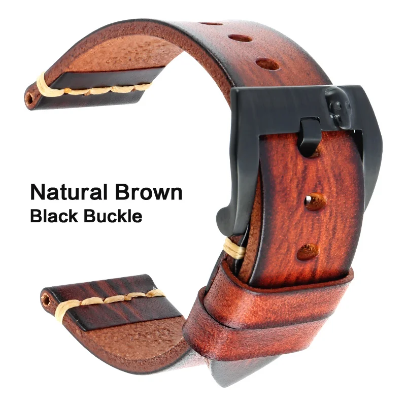 Maikes Watch Accessories Genuine Leather Watchband 20mm 22mm For Samsung Gear s3 Replacement 18mm PUNK Watch Strap Bracelets - Цвет ремешка: Natural Brown B