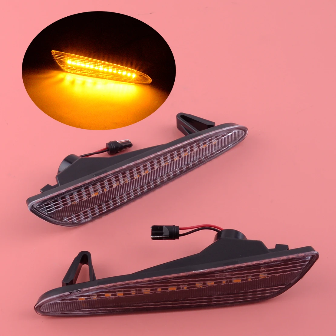 1 Pair 2118200121 2118200221 Clear Lens LED Side Bumper Turning Marker