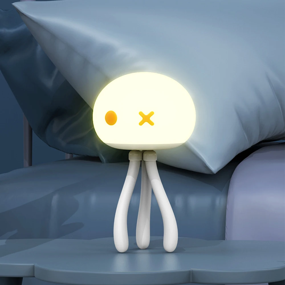 

Jellyfish LED Night Light Breastfeeding Baby Bedside Light With Tripod USB Rechargeable Dimmable Bedroom Light Christmas Gift