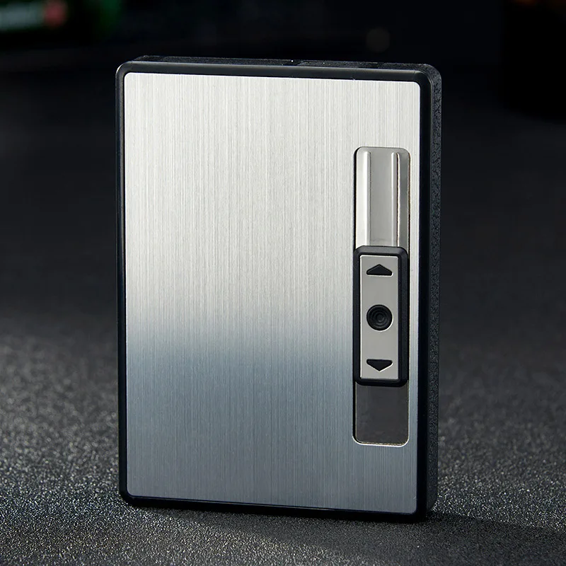 100pcs/lot Creative Windproof Automatic Cigarettes Charging USB Lighter Electronic smoking Lighter Portable Metal 5 Sticks box