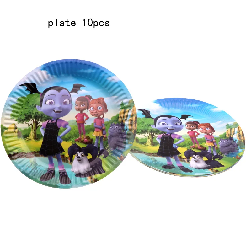 10pcs plates Vampirina девушка одноразовая посуда бумажные тарелки торт Топпер для девочек детский душ вечерние поставки Свадебные Рождественские украшения - Цвет: 10pcs plates