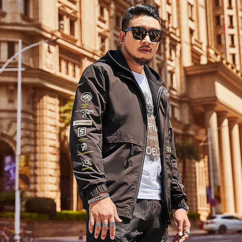 6XL 5XL 4XL 3XL 2XL Осенняя мужская куртка брендовая черная повседневная с капюшоном Свободная куртка-бомбер мужская ветровка тренд хип хоп Уличная