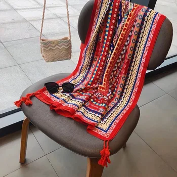 

fashion new silk scarf women's summer beach sunscreen all-around shawl scarf dual purpose beach towel Tulle scarf luxury brand