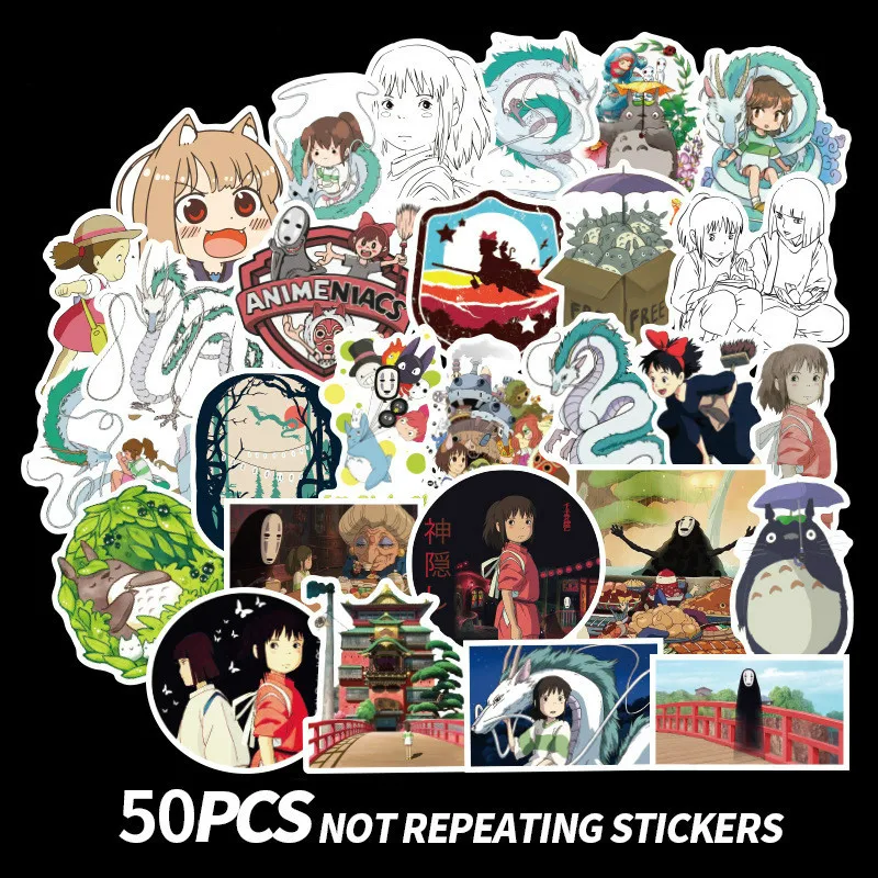 

50Pcs No Face Man Spirited Away Anime Stickers Decal for For Snowboard Laptop Luggage Car Fridge Car- Styling Sticker Pegatina