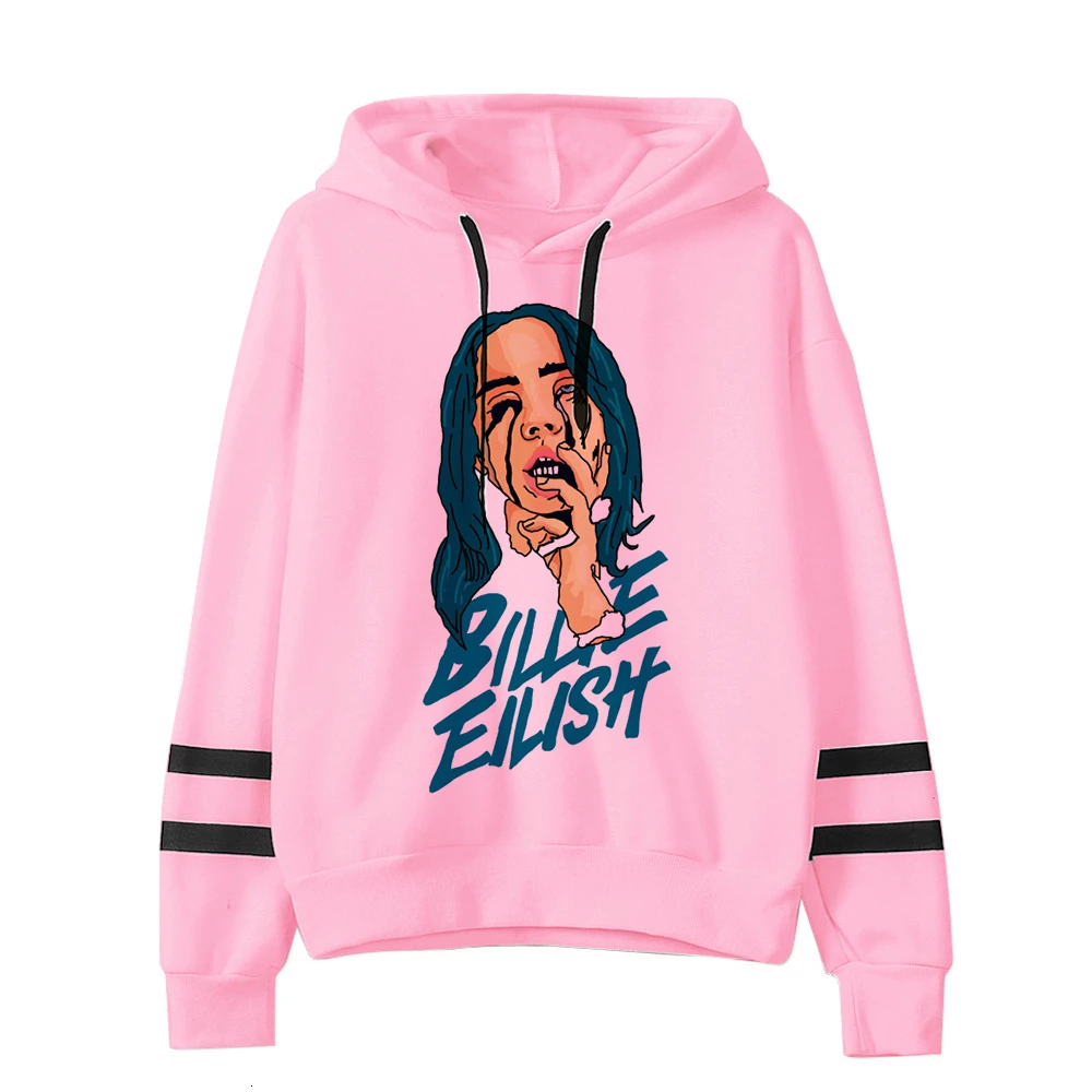 Kpop Billie Eilish худи для женщин Harajuku мода Ulzzang розовый принт толстовки Женская одежда Графический мультфильм Kawaii капюшон - Цвет: 18