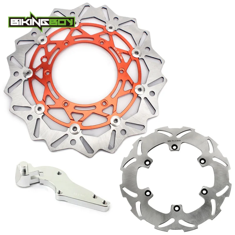 BIKINGBOY 125 150 250 SX 17 16 15 250 350 450 505 SX-F 450 530 EXC 250 XC-F 320 мм спереди и сзади тормозные диски роторов+ кронштейн - Цвет: Orange Silver