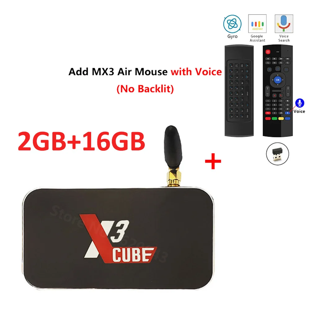 X3 PRO X3 cube Amlogic S905X3 Android 9,0 tv Box 2 ГБ 4 ГБ DDR4 16 ГБ 32 ГБ rom 2,4G 5G WiFi 1000M LAN Bluetooth 4K HD медиаплеер - Цвет: X3 Cube add MX3 mic