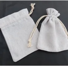 100 шт Лен с кулиской из парусины хлопок мешок сумка из мешковины риса Подарочный шнурок комплект на заказ