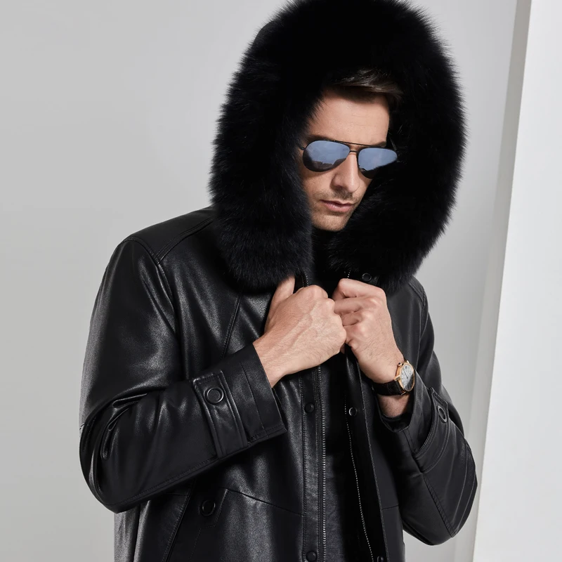 

Fox Fur Collar men Faux Leather Jackets Winter Thicken Coat jaqueta de couro chaqueta PU Leather jacket men